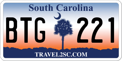 SC license plate BTG221