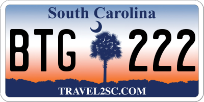 SC license plate BTG222