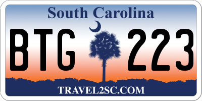 SC license plate BTG223