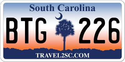 SC license plate BTG226