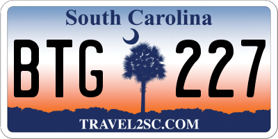 SC license plate BTG227