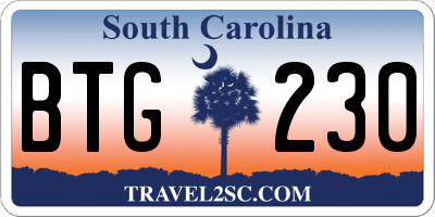 SC license plate BTG230