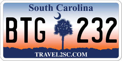 SC license plate BTG232