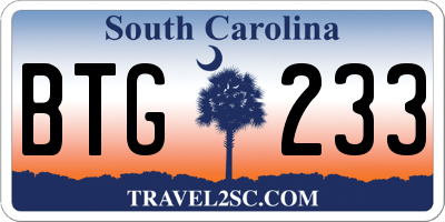 SC license plate BTG233