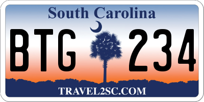 SC license plate BTG234