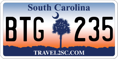 SC license plate BTG235