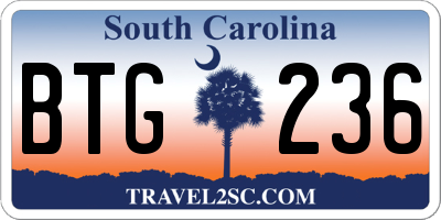 SC license plate BTG236