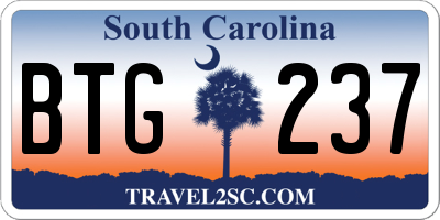 SC license plate BTG237