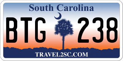 SC license plate BTG238