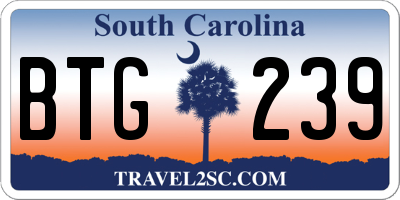 SC license plate BTG239