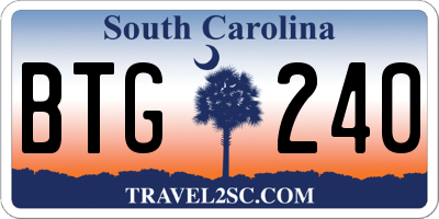 SC license plate BTG240