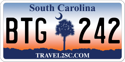 SC license plate BTG242