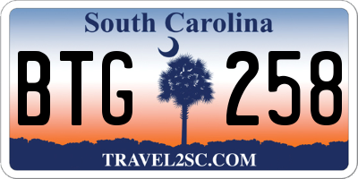 SC license plate BTG258