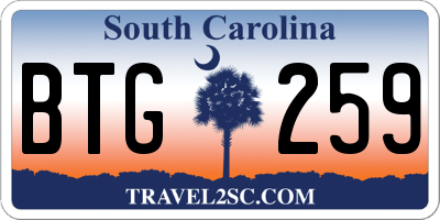 SC license plate BTG259