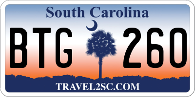 SC license plate BTG260