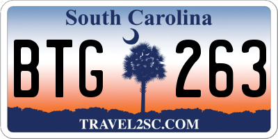 SC license plate BTG263