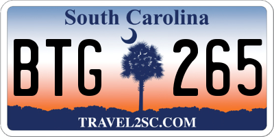 SC license plate BTG265