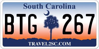 SC license plate BTG267