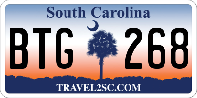SC license plate BTG268