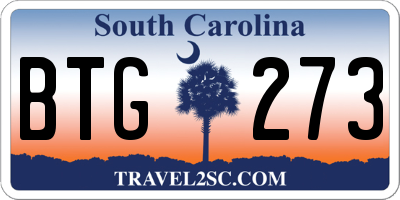SC license plate BTG273