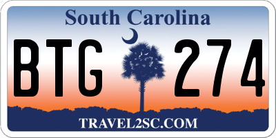 SC license plate BTG274
