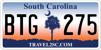 SC license plate BTG275