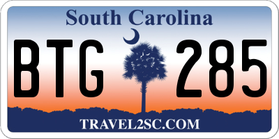 SC license plate BTG285