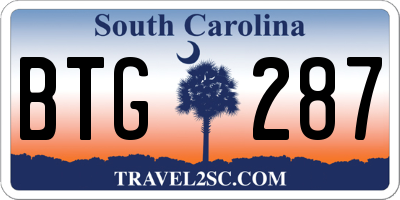 SC license plate BTG287