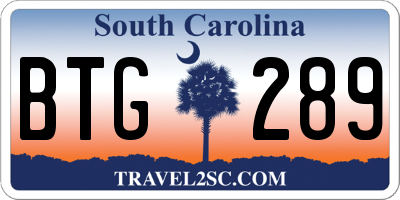 SC license plate BTG289