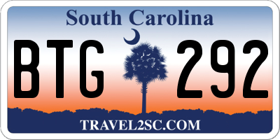 SC license plate BTG292