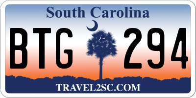 SC license plate BTG294