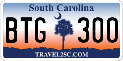 SC license plate BTG300