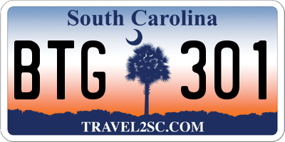 SC license plate BTG301
