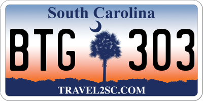 SC license plate BTG303
