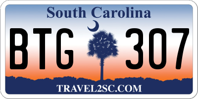SC license plate BTG307