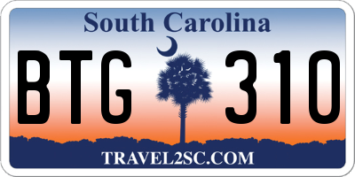 SC license plate BTG310
