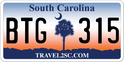 SC license plate BTG315