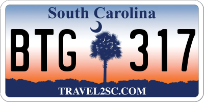 SC license plate BTG317