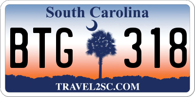 SC license plate BTG318
