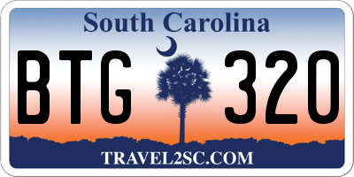 SC license plate BTG320