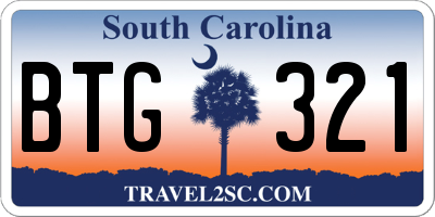 SC license plate BTG321