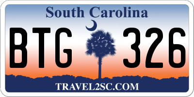 SC license plate BTG326