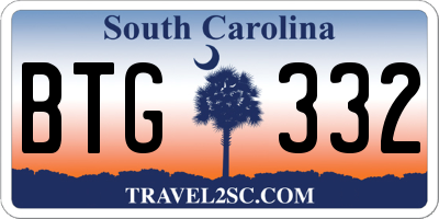 SC license plate BTG332