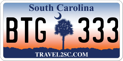 SC license plate BTG333