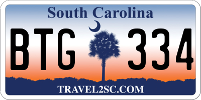 SC license plate BTG334