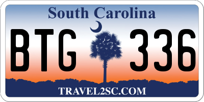 SC license plate BTG336