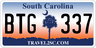 SC license plate BTG337