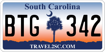 SC license plate BTG342