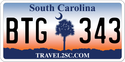 SC license plate BTG343