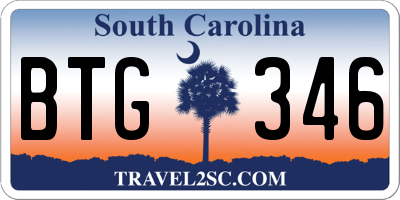 SC license plate BTG346